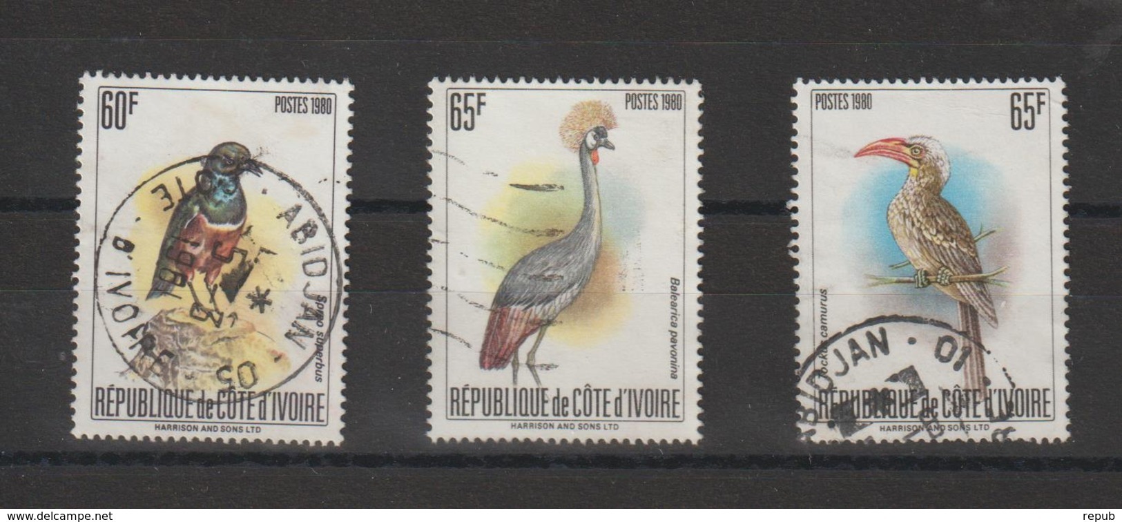 Cote D'Ivoire 1980 Oiseaux 565ABC 3 Val Oblit Used - Côte D'Ivoire (1960-...)