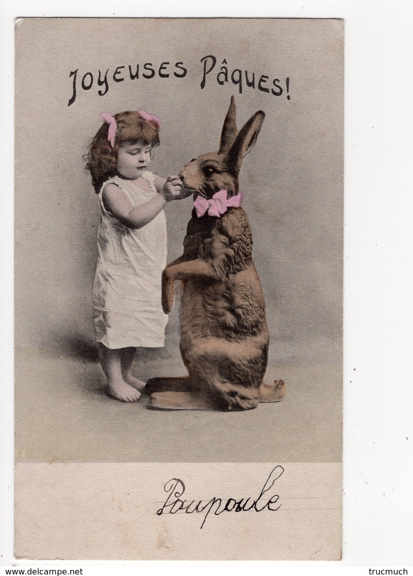 240 - JOYEUSES PÂQUES -  Fillette Et Lapin Géant - Ostern