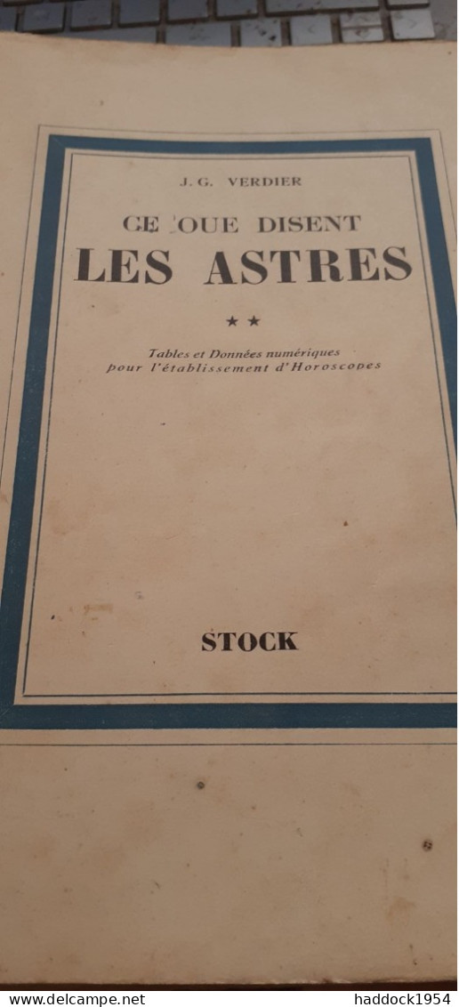 ce que disent les astres VERDIER stock 1940