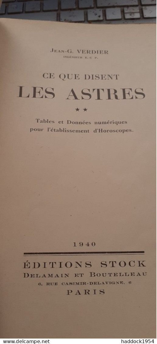 ce que disent les astres VERDIER stock 1940