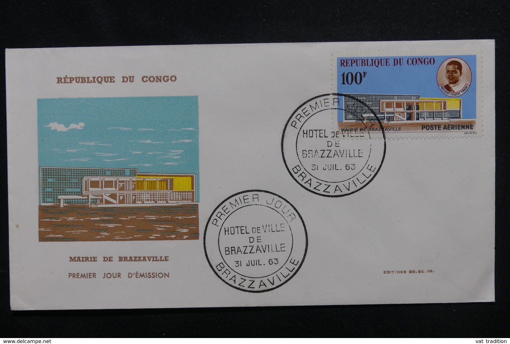 CONGO - Enveloppe FDC En 1963 - L 'Hôtel De Ville De Brazzaville -  L 50600 - FDC