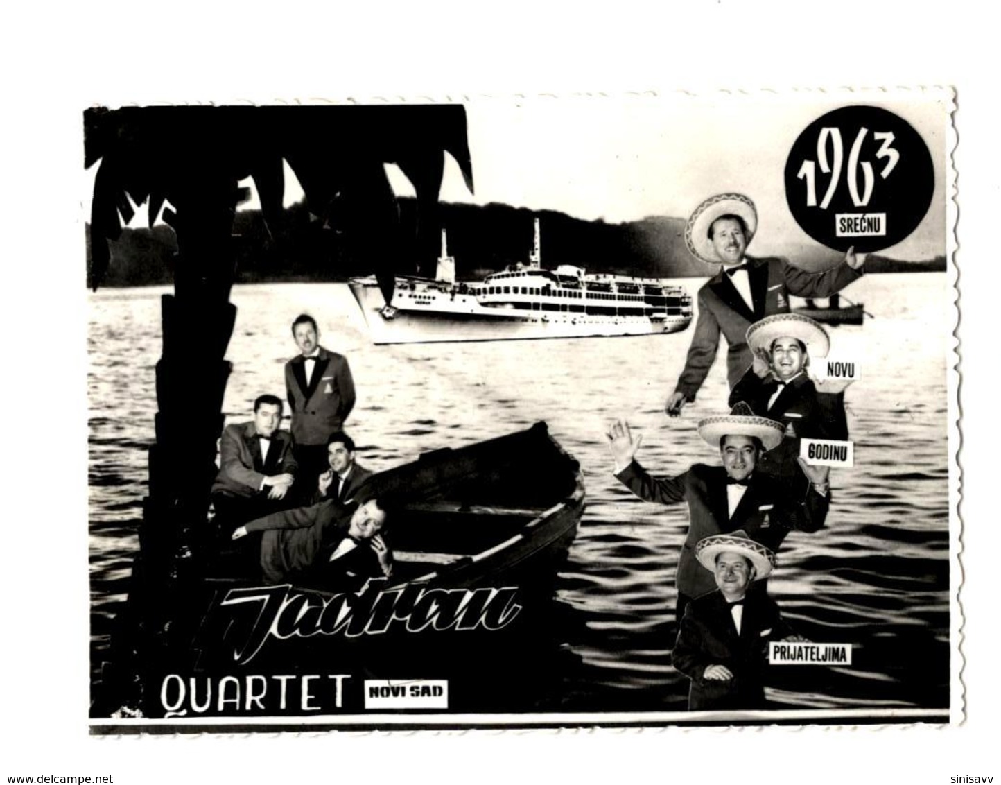 Orchestra / Orkestre - Yugoslavia- Quartet JADRAN ( 11.6 X 8.3cm ) - Happy New Year 1963 - Photos