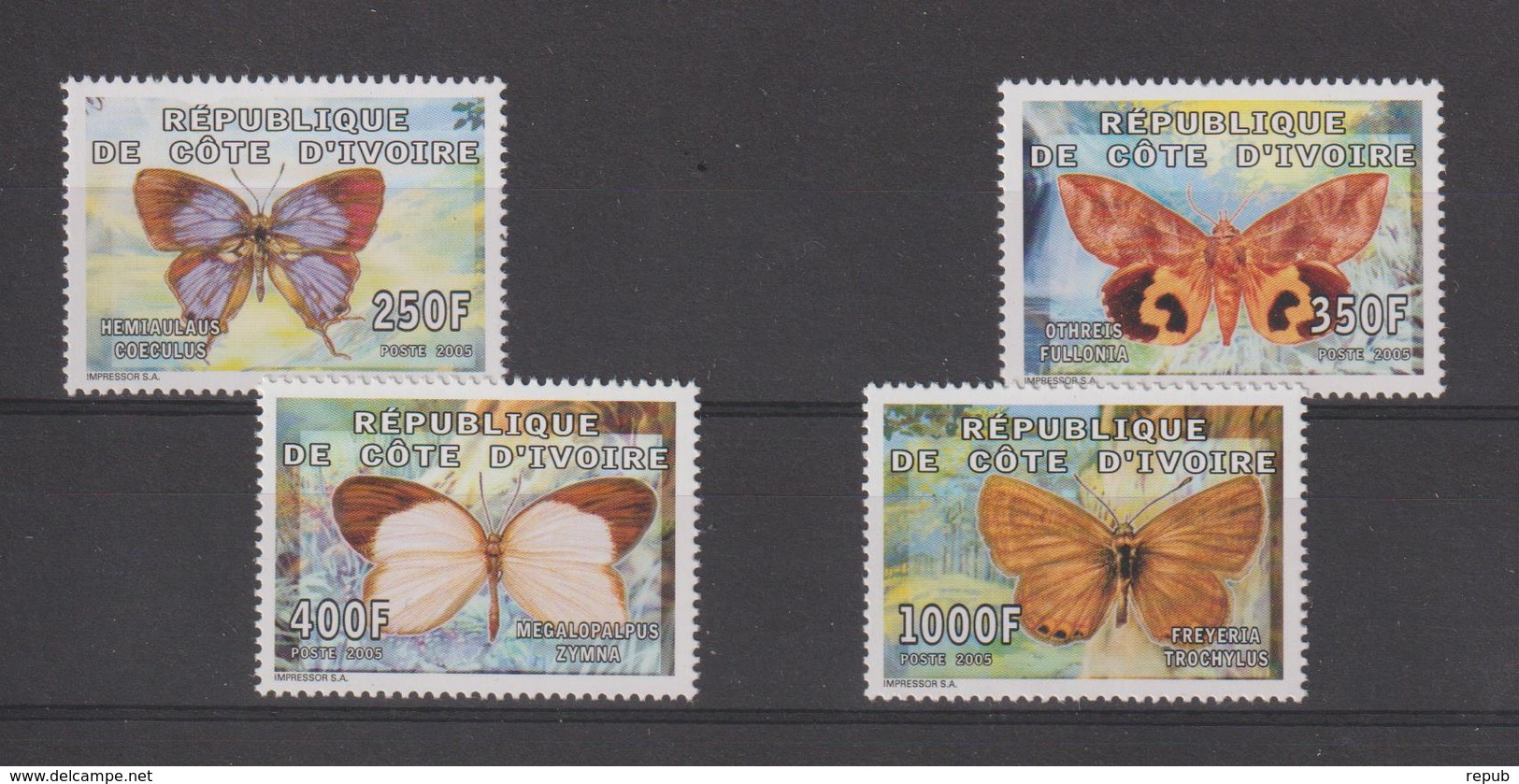 Cote D'Ivoire 2005 Papillons 1148-51 4 Val ** MNH - Côte D'Ivoire (1960-...)