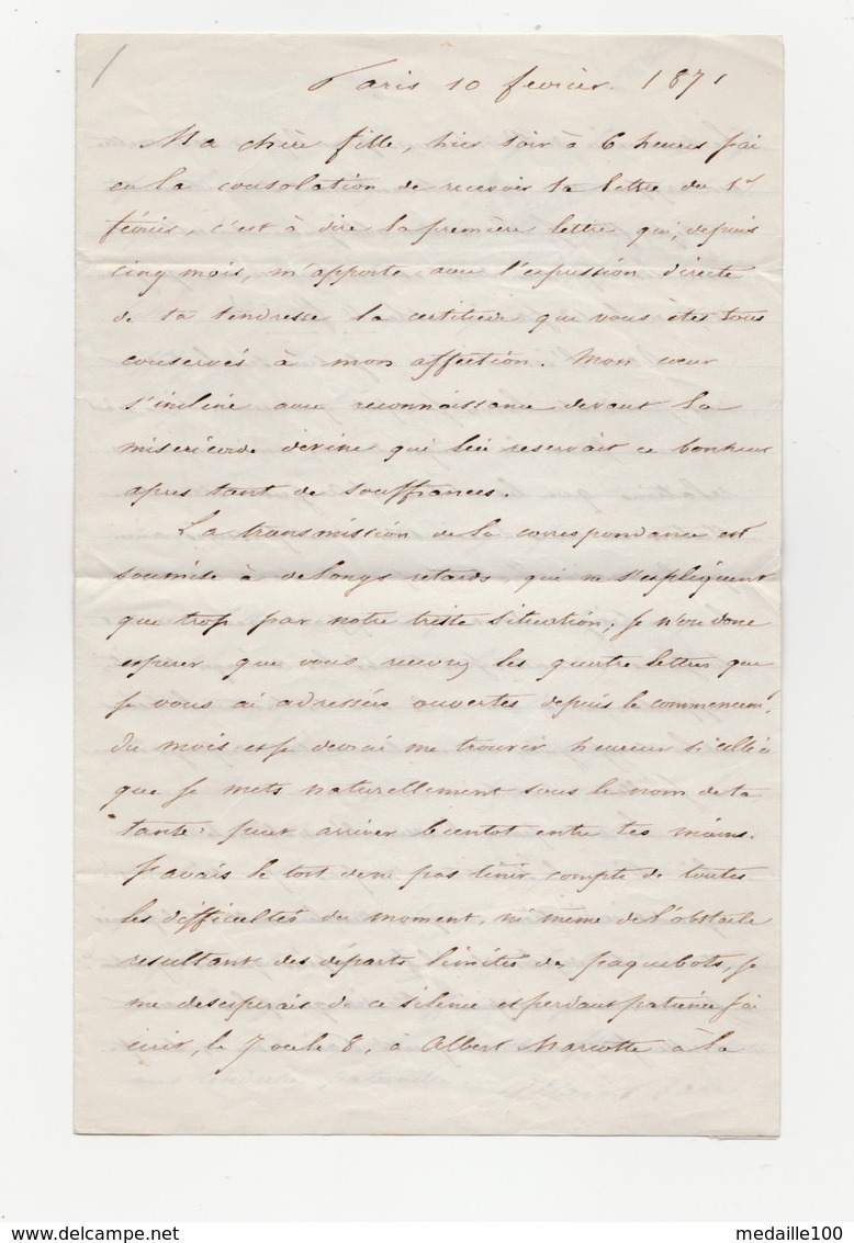 Siège De PARIS  Sortie De Paris   Après Signature De L'Armistice   Pour Jersey Signature Albert BARRE Certificat ROUMET - 1870 Siege Of Paris