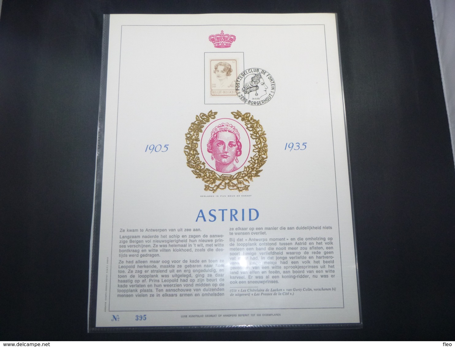 BELG.1985 2183 FDC (Borgerhout) Filatelic Gold Card NL. : " ASTRID 1905-1935 " - 1981-1990