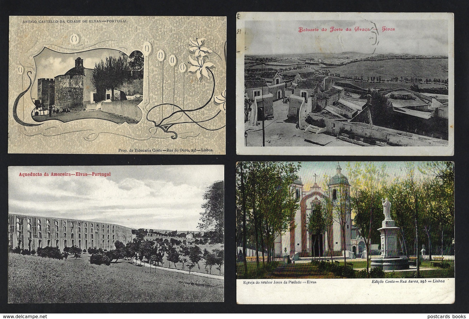 Conjunto 4 Postais De ELVAS Baluarte Forte Da Graça Etc. Set Of 4 Vintage Postcards (Portalegre) PORTUGAL 1900 - 1910s - Portalegre