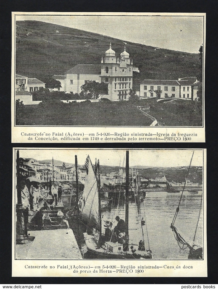 2 X Postais SISMO Do FAIAL / Terramoto Horta 1926. Postal Preço 1$00 P/vitimas. Set Old Postcards AZORES Açores PORTUGAL - Açores