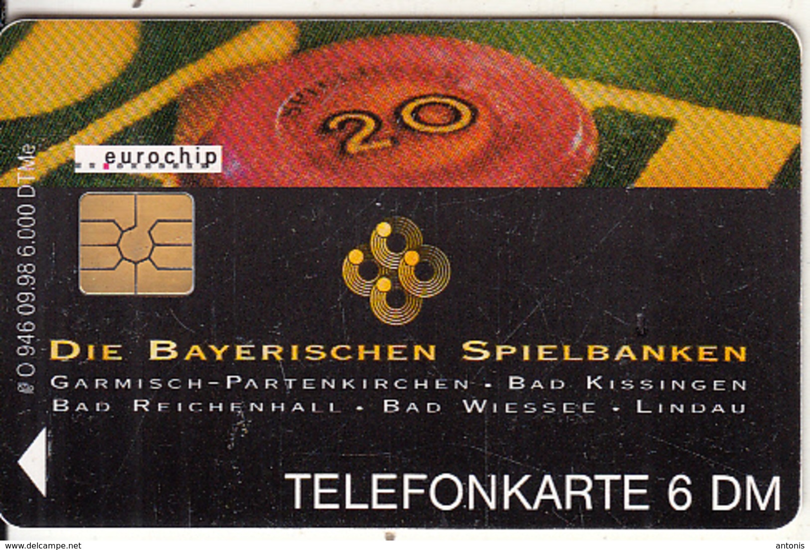 GERMANY(chip) - Black Jack, Die Bayerischen Spielbanken(O 946), Tirage 6000, 09/98, Used - Juegos