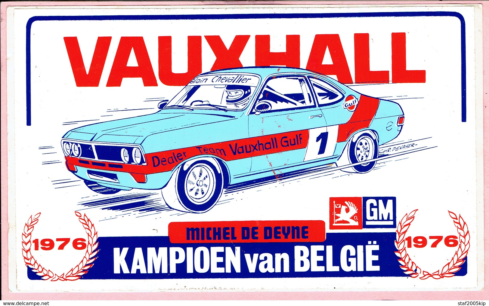 Sticker - Kampioen Van België 1976 - VAUXHALL - Michel DE DEYNE - Dealer Team Vauxhall Gulf - Stickers