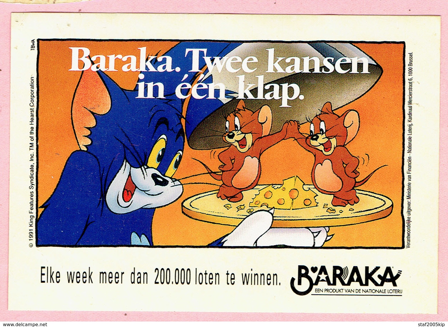Sticker - Baraka - Twee Kansen In één Klap - Kat En Muizen - Nationale Loterij - Stickers
