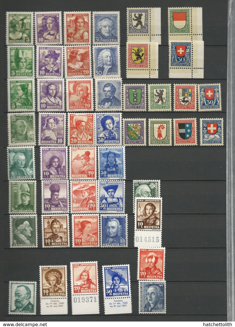 Switzerland 1920-30er Lot Twelve Sets "Pro Juventute"  Mint Never Hinged Xx - Unused Stamps