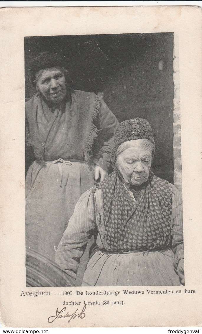 AVELGEM DE  HONDERJARIGE WEDUWE VERMEULEN 105 JAAR EN HAAR DOCHTER URSULA 80 JAAR - Avelgem