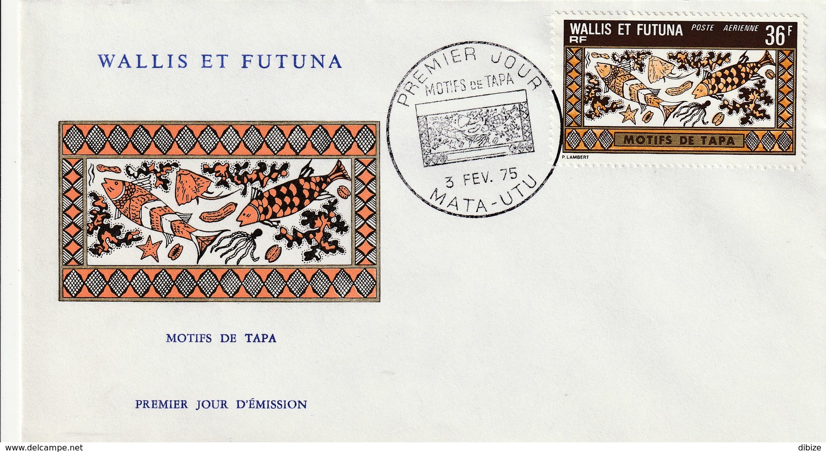 Lettre 1er Jour. FDC. Wallis Et Futuna. Timbre Poste Aérienne Yvert Et Tellier  N° 60. 1975. Motifs De Tapa. - Other & Unclassified