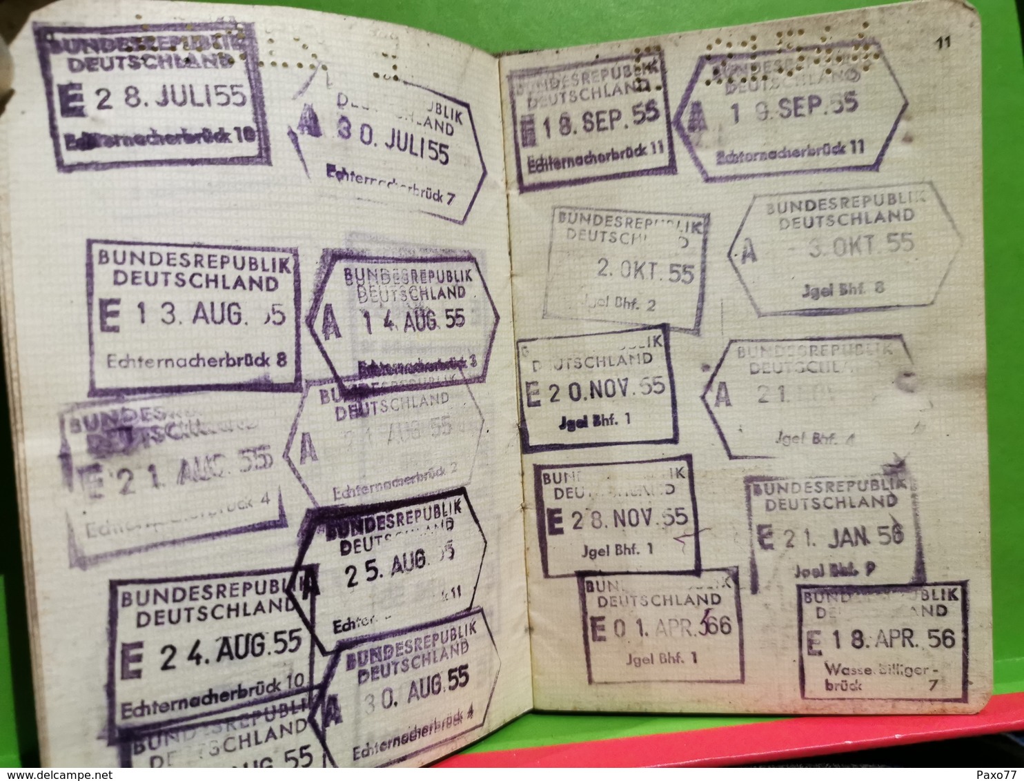 Luxembourg, Passeport 1954. Avec beaucoup Cachés et Timbres