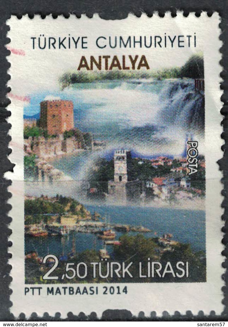 Turquie 2014 Oblitéré Used Villes Touristiques Antalya SU - Usados