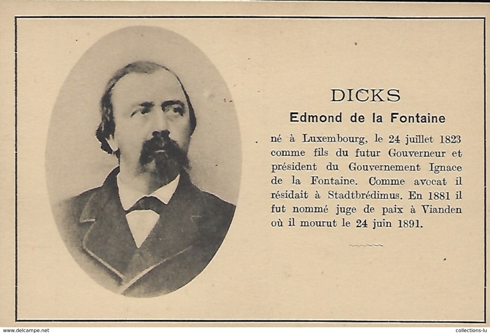 DICKS  Edmond De La Fontaine  -  Edit.Papeterie Brück Soeurs , Grand'rue19  Luxembourg - Sonstige & Ohne Zuordnung