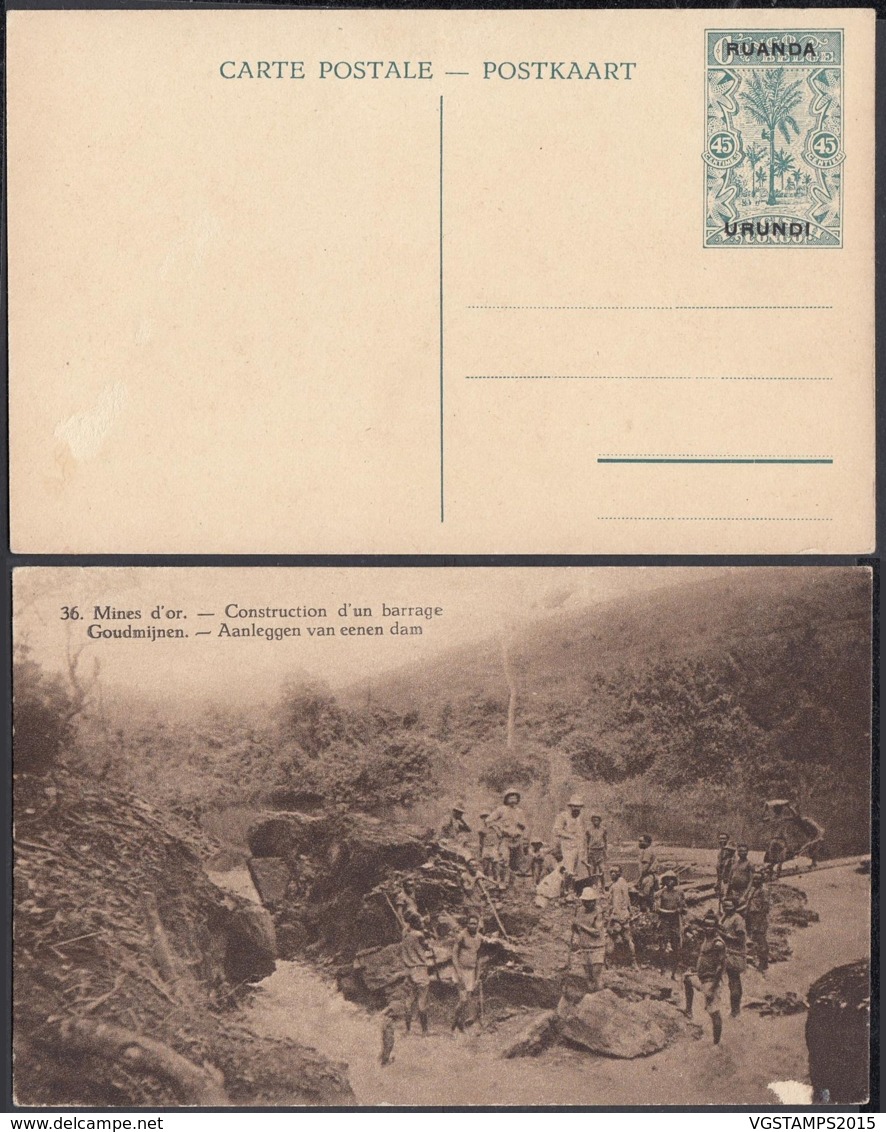 Ruanda-Urundi - Entier Postal 45 C En Carte Postale. Nr. 36-Vue: Mines D'or-Construction Barrage ...........(DD) DC6103 - Entiers Postaux