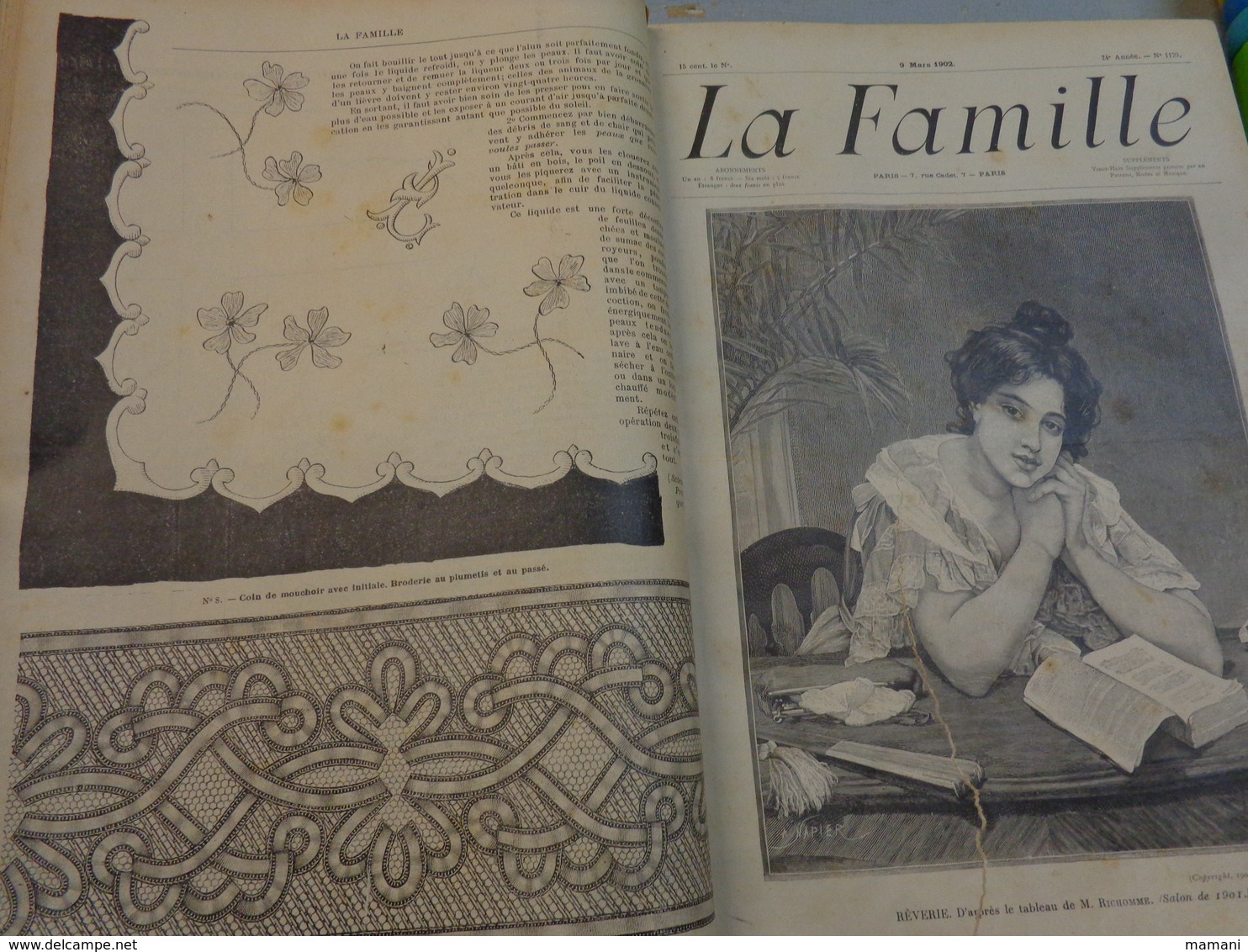 Reliure Du Journal "LA FAMILLE" Pour L’année 1902 / Belles Gravures De Mode De Broderies Et Illustrations - Magazines - Before 1900