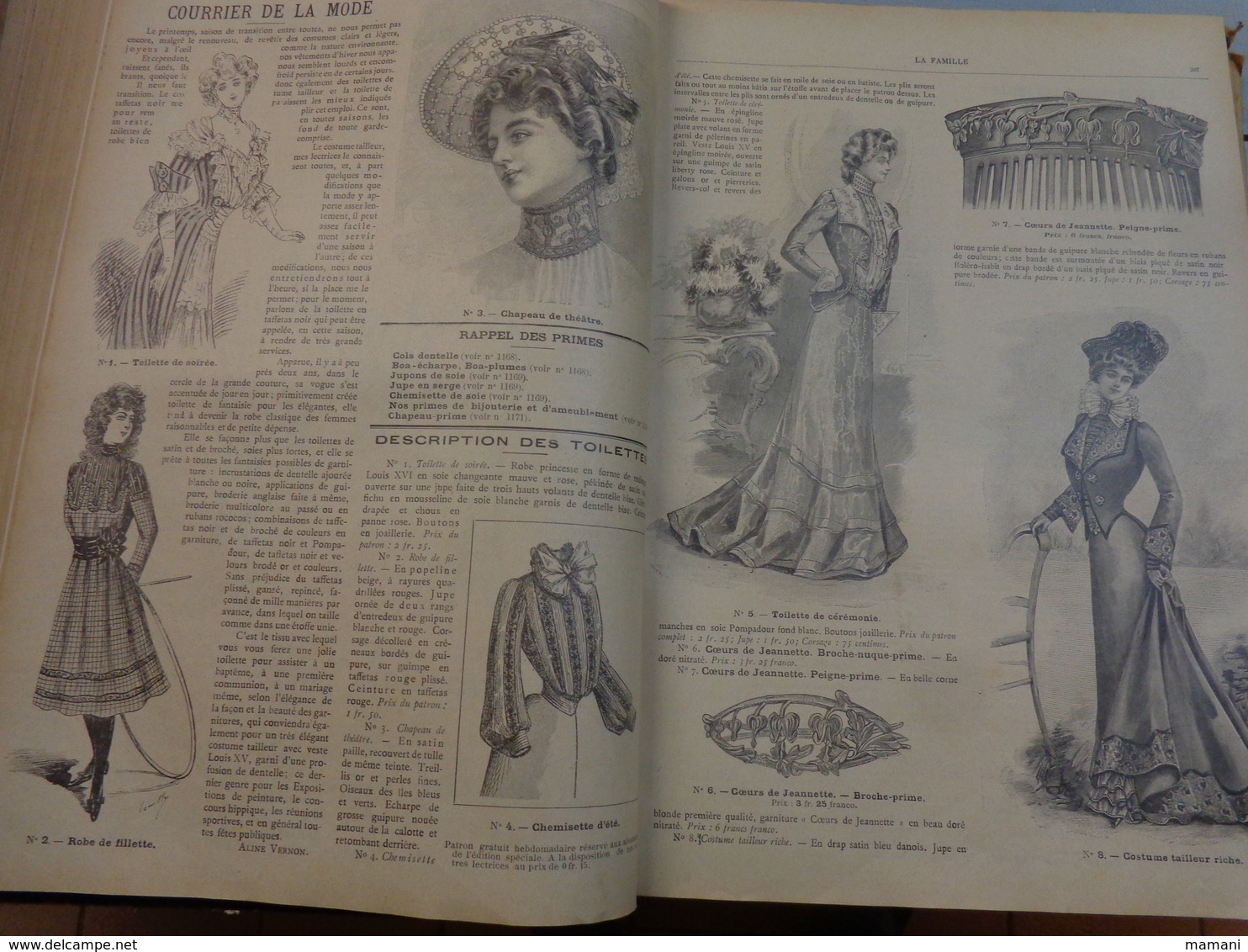 Reliure du journal "LA FAMILLE" pour l’année 1902 / Belles Gravures de Mode de Broderies et Illustrations