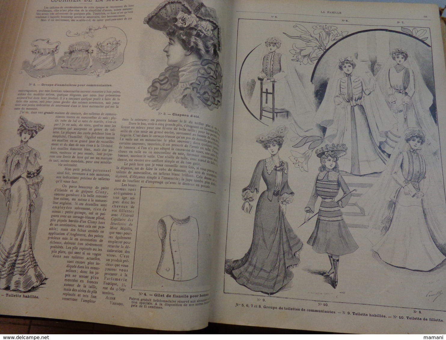 Reliure du journal "LA FAMILLE" pour l’année 1902 / Belles Gravures de Mode de Broderies et Illustrations