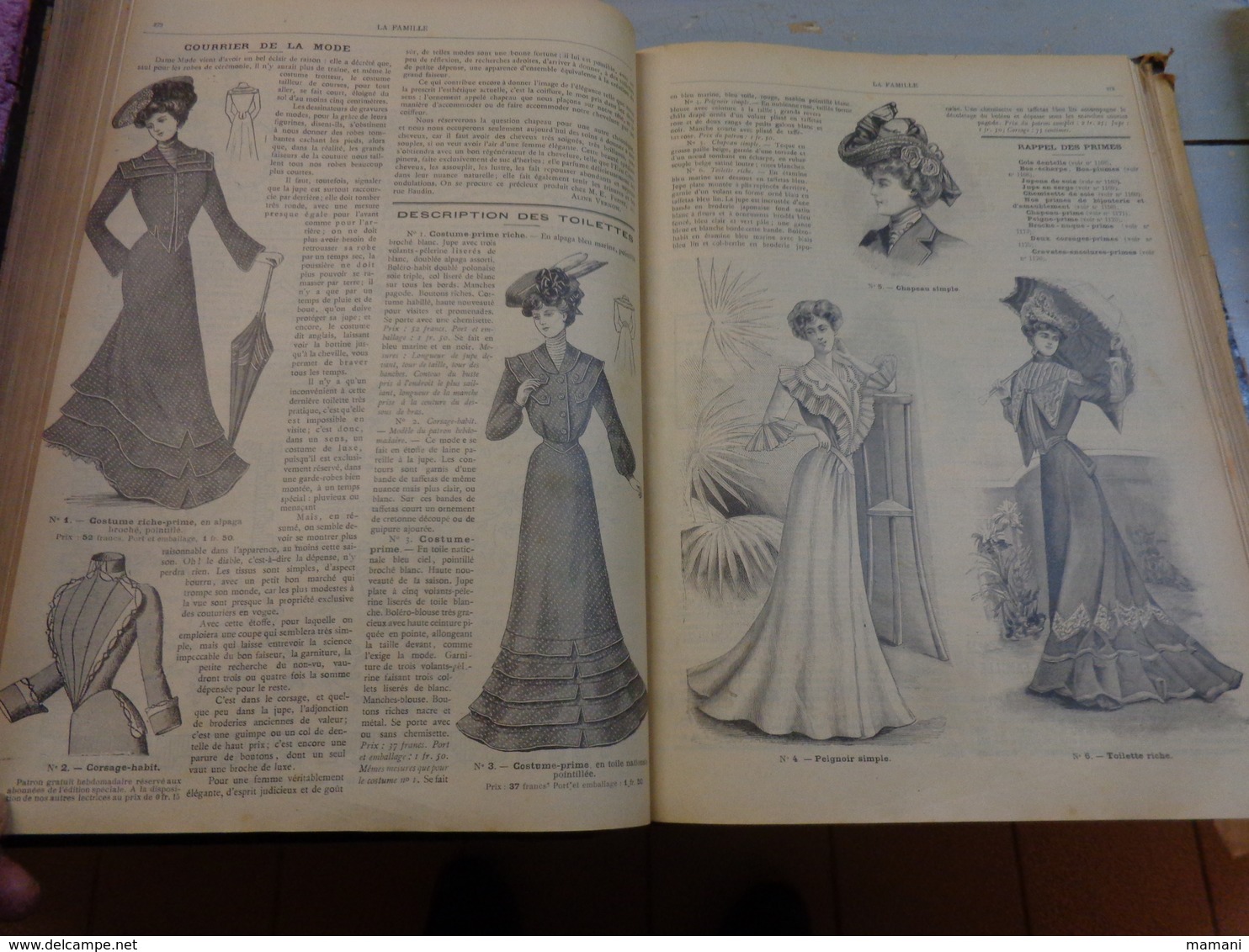 Reliure du journal "LA FAMILLE" pour l’année 1902 / Belles Gravures de Mode de Broderies et Illustrations