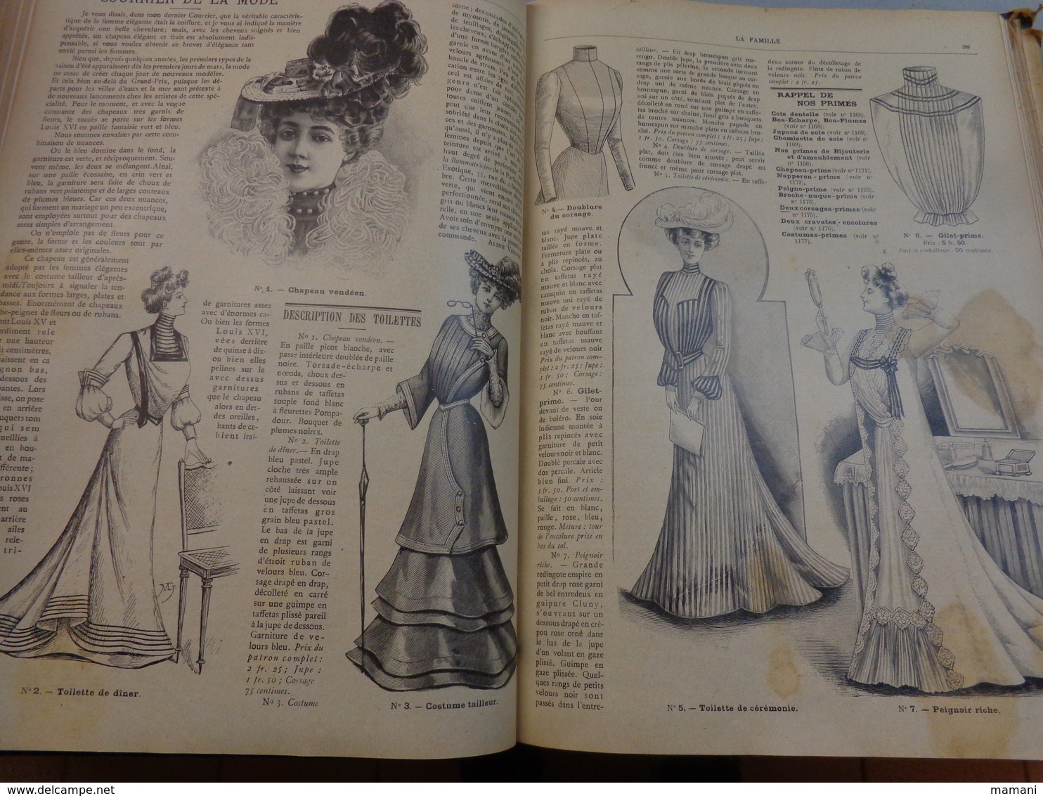 Reliure du journal "LA FAMILLE" pour l’année 1902 / Belles Gravures de Mode de Broderies et Illustrations