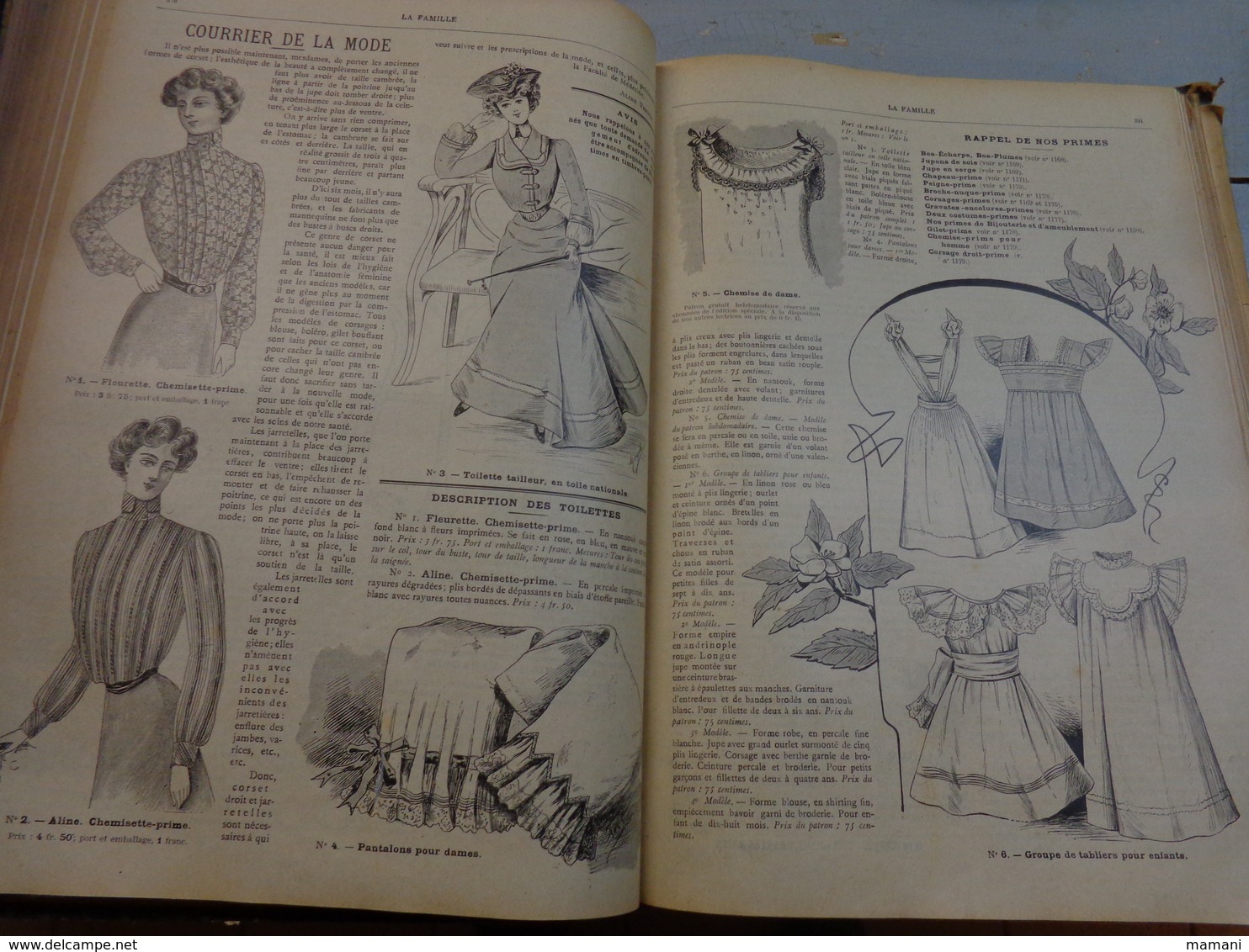 Reliure du journal "LA FAMILLE" pour l’année 1902 / Belles Gravures de Mode de Broderies et Illustrations