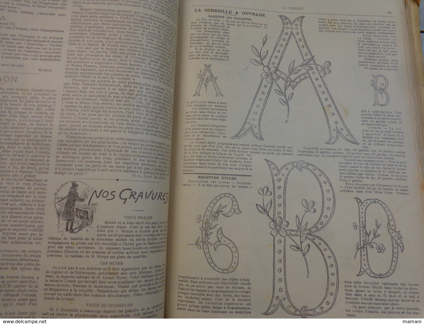 Reliure du journal "LA FAMILLE" pour l’année 1902 / Belles Gravures de Mode de Broderies et Illustrations