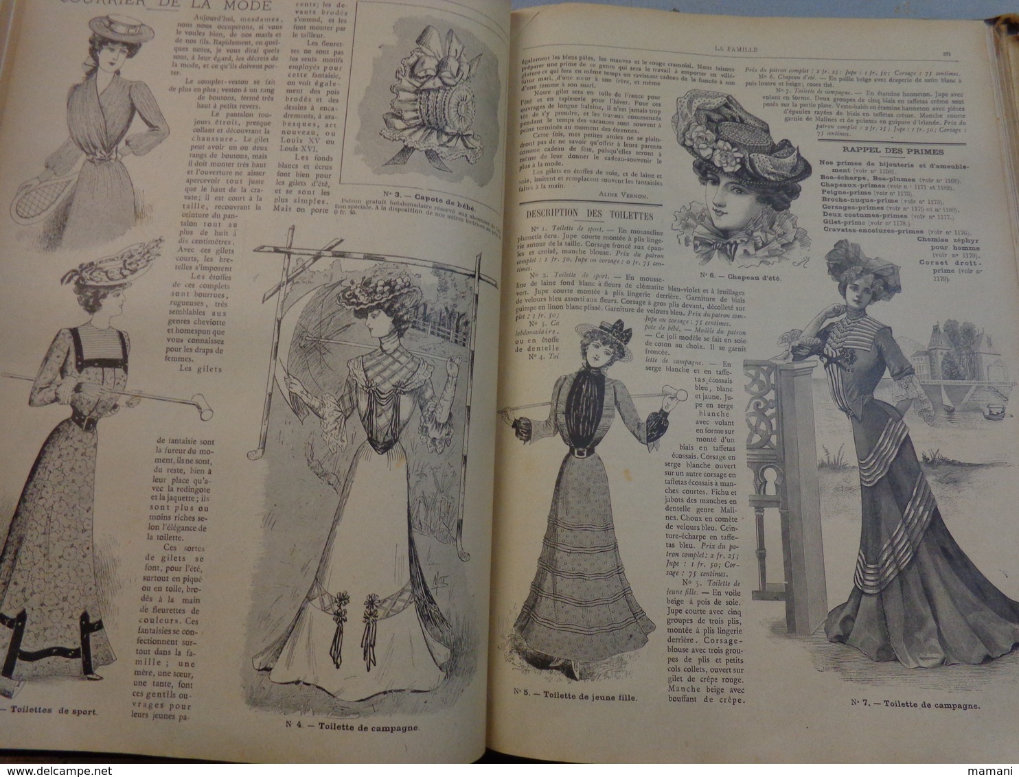 Reliure du journal "LA FAMILLE" pour l’année 1902 / Belles Gravures de Mode de Broderies et Illustrations