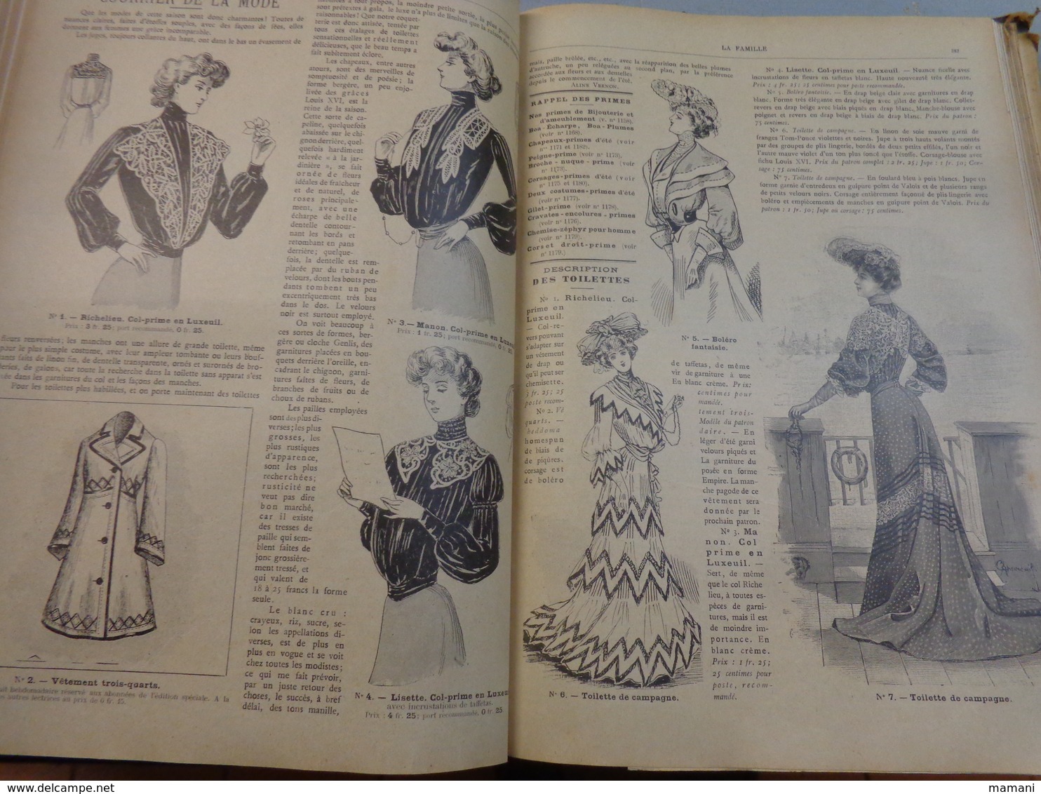 Reliure du journal "LA FAMILLE" pour l’année 1902 / Belles Gravures de Mode de Broderies et Illustrations