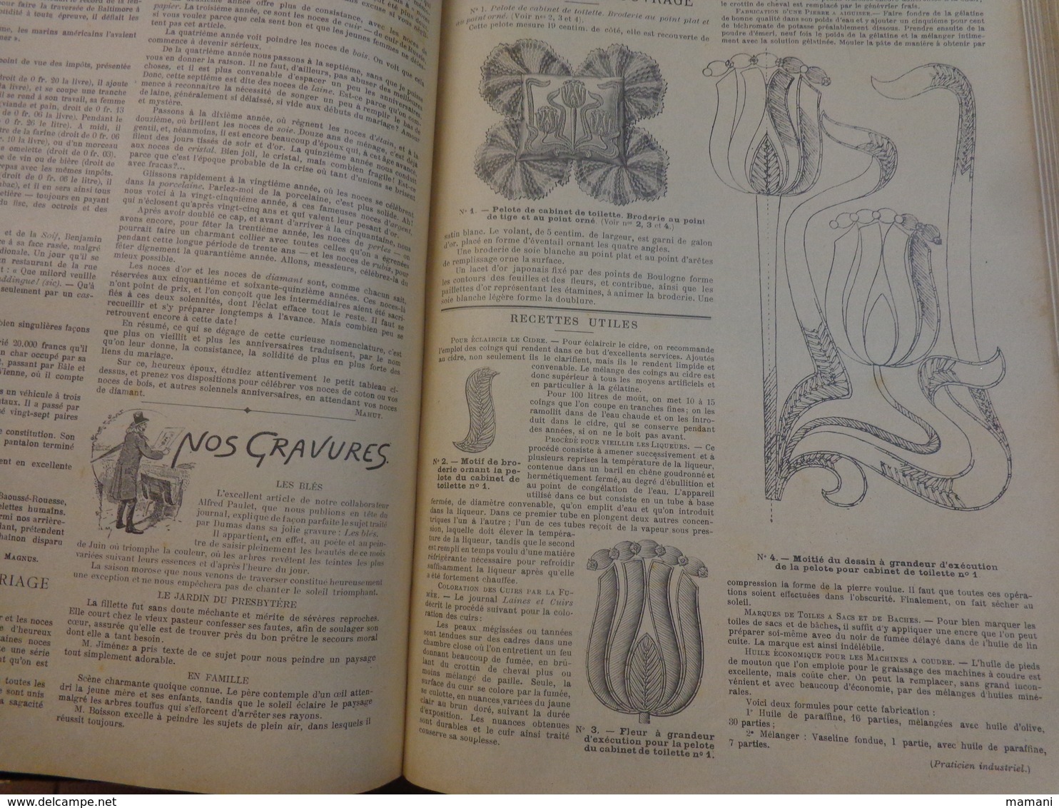 Reliure du journal "LA FAMILLE" pour l’année 1902 / Belles Gravures de Mode de Broderies et Illustrations