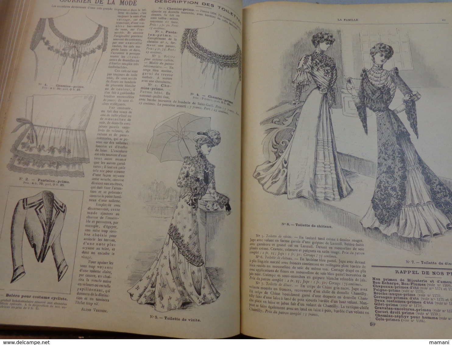 Reliure du journal "LA FAMILLE" pour l’année 1902 / Belles Gravures de Mode de Broderies et Illustrations