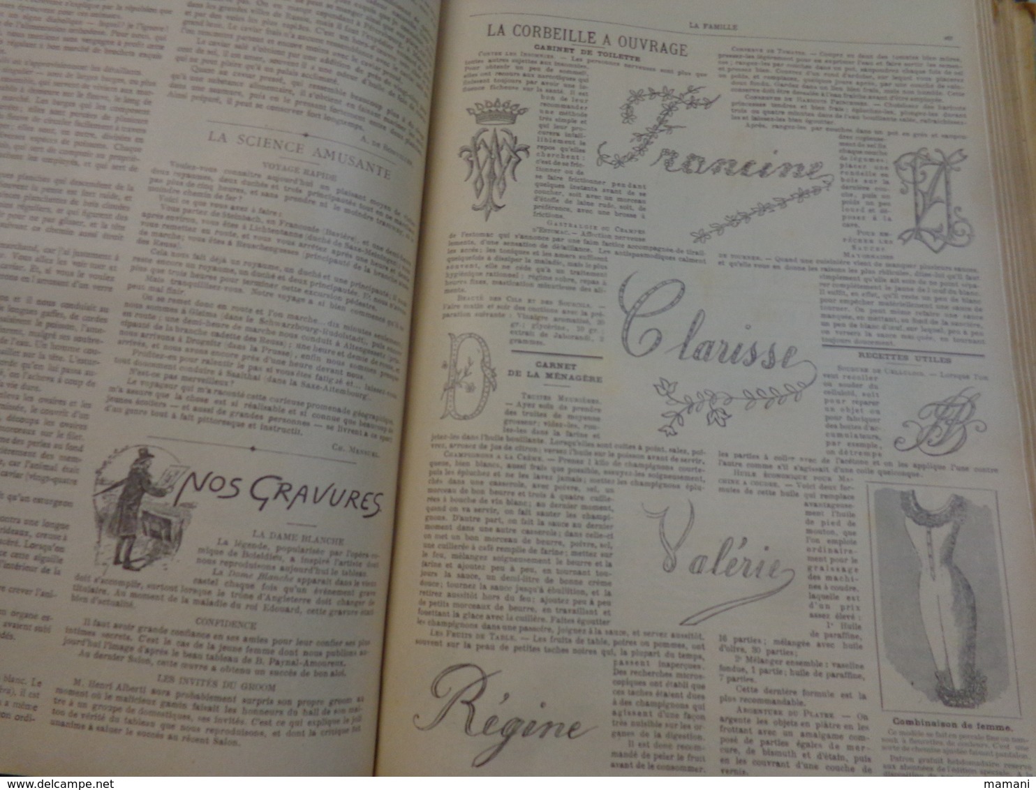 Reliure du journal "LA FAMILLE" pour l’année 1902 / Belles Gravures de Mode de Broderies et Illustrations