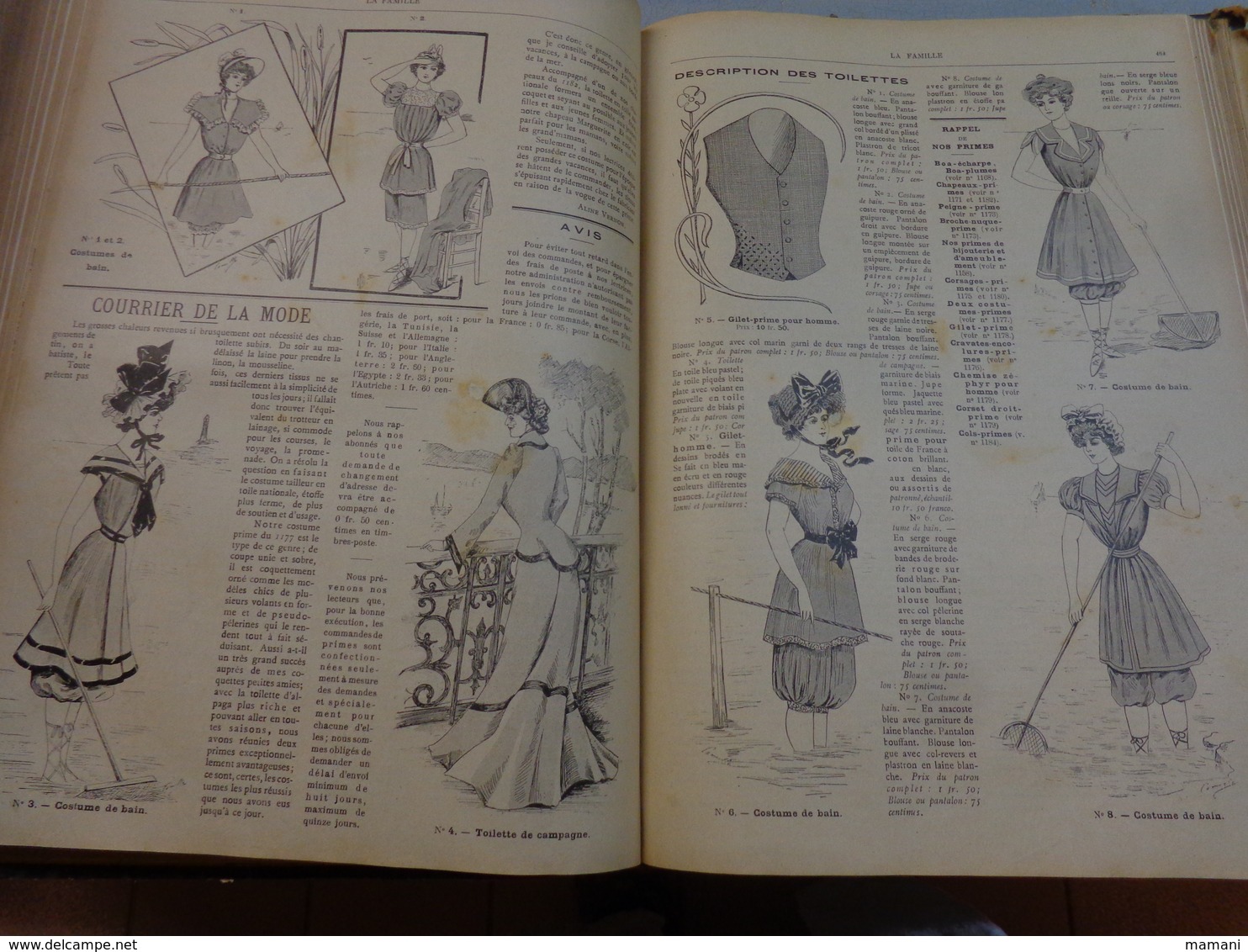 Reliure du journal "LA FAMILLE" pour l’année 1902 / Belles Gravures de Mode de Broderies et Illustrations