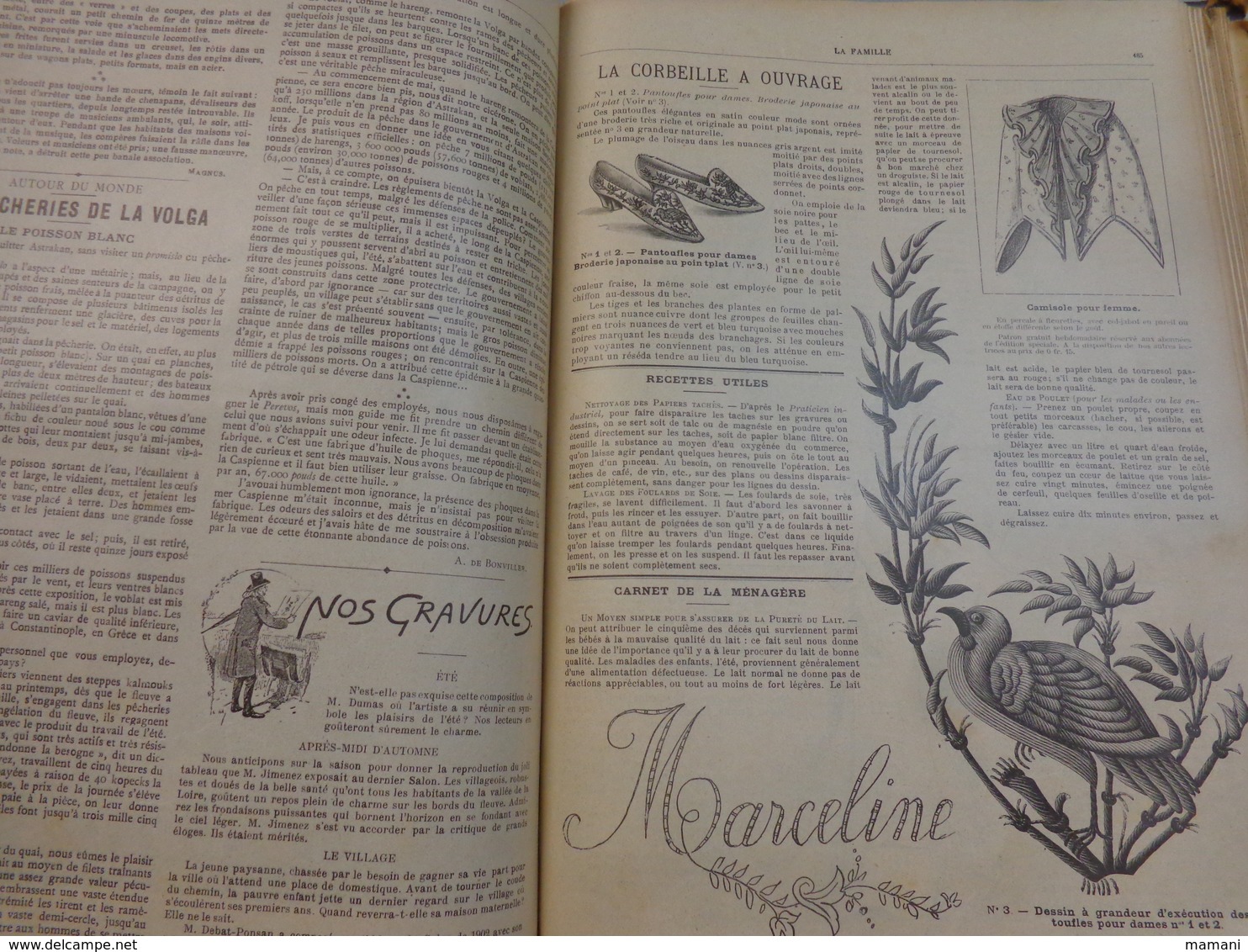 Reliure du journal "LA FAMILLE" pour l’année 1902 / Belles Gravures de Mode de Broderies et Illustrations