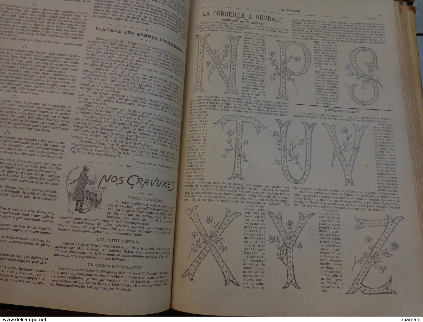 Reliure du journal "LA FAMILLE" pour l’année 1902 / Belles Gravures de Mode de Broderies et Illustrations