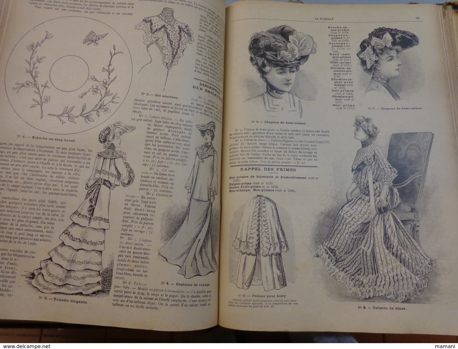 Reliure du journal "LA FAMILLE" pour l’année 1902 / Belles Gravures de Mode de Broderies et Illustrations