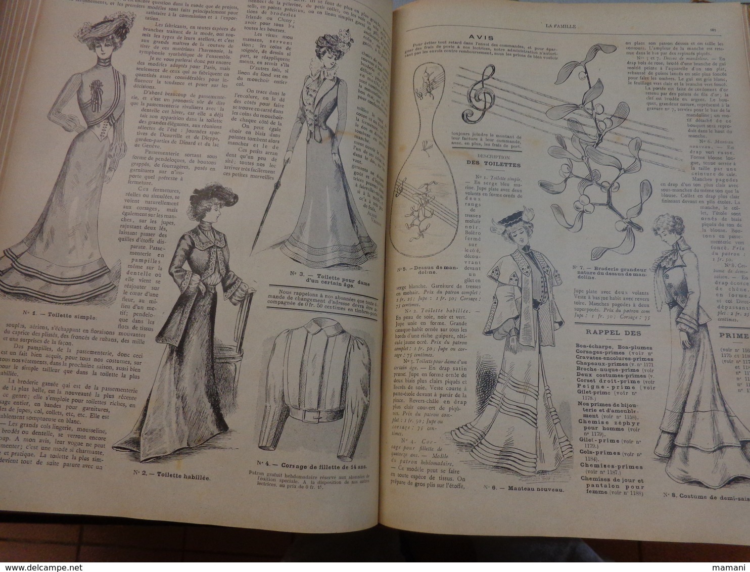 Reliure du journal "LA FAMILLE" pour l’année 1902 / Belles Gravures de Mode de Broderies et Illustrations