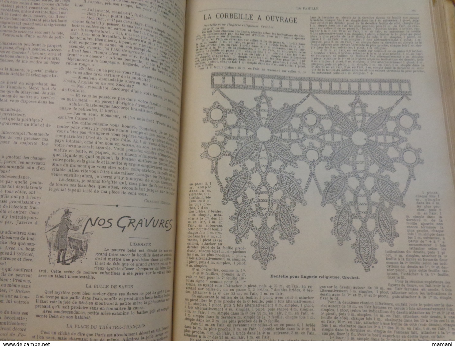 Reliure du journal "LA FAMILLE" pour l’année 1902 / Belles Gravures de Mode de Broderies et Illustrations