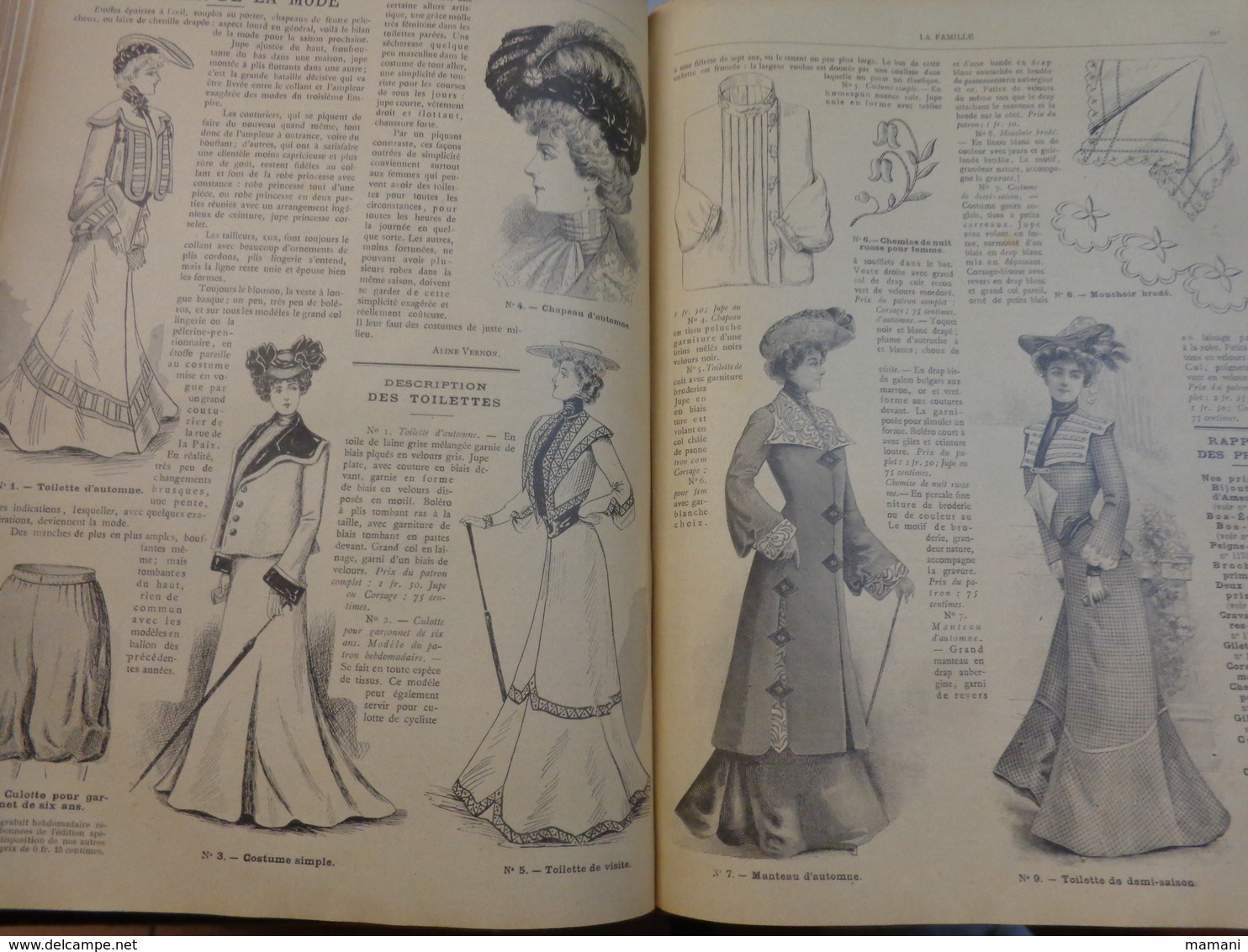 Reliure du journal "LA FAMILLE" pour l’année 1902 / Belles Gravures de Mode de Broderies et Illustrations