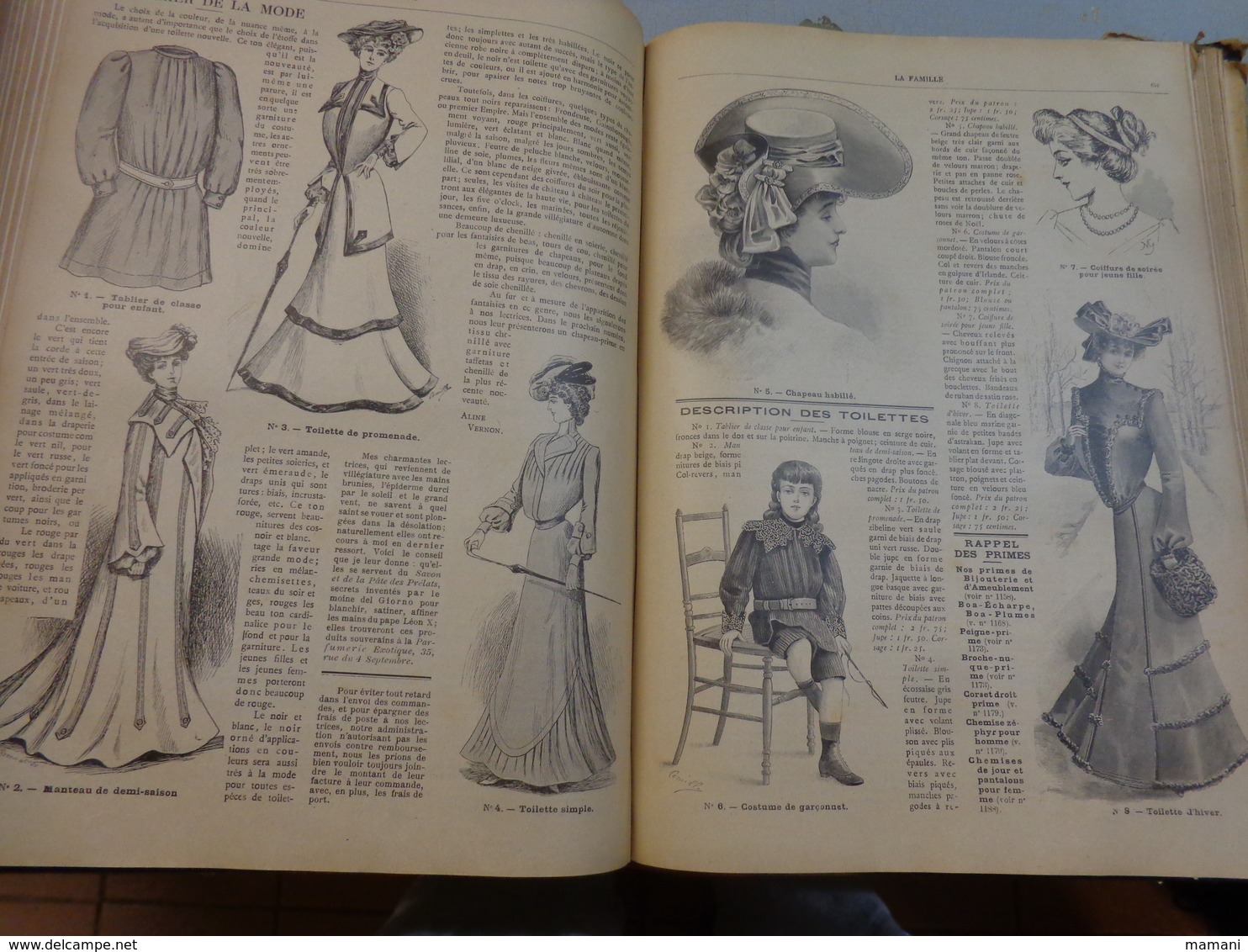 Reliure du journal "LA FAMILLE" pour l’année 1902 / Belles Gravures de Mode de Broderies et Illustrations