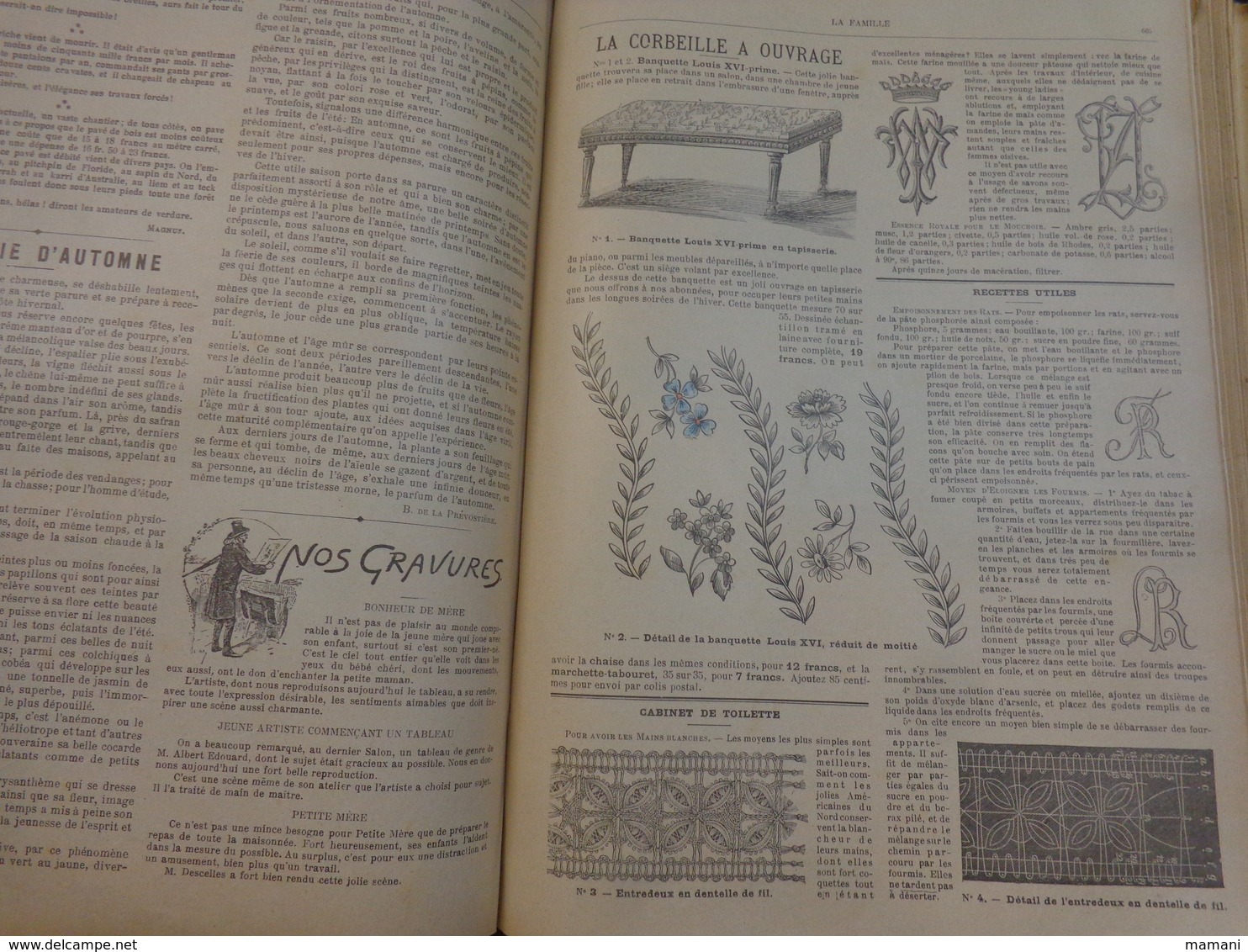 Reliure du journal "LA FAMILLE" pour l’année 1902 / Belles Gravures de Mode de Broderies et Illustrations