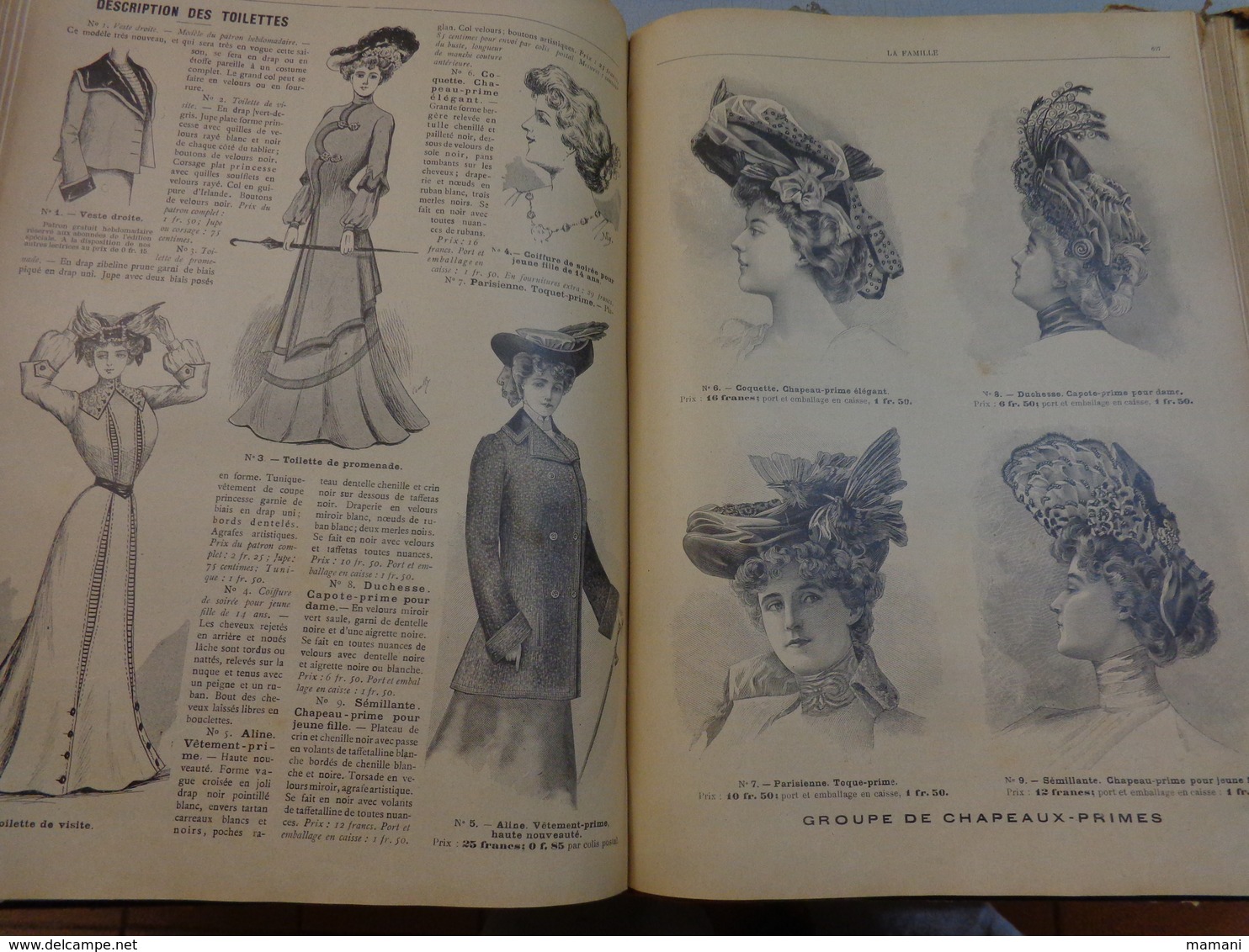 Reliure du journal "LA FAMILLE" pour l’année 1902 / Belles Gravures de Mode de Broderies et Illustrations