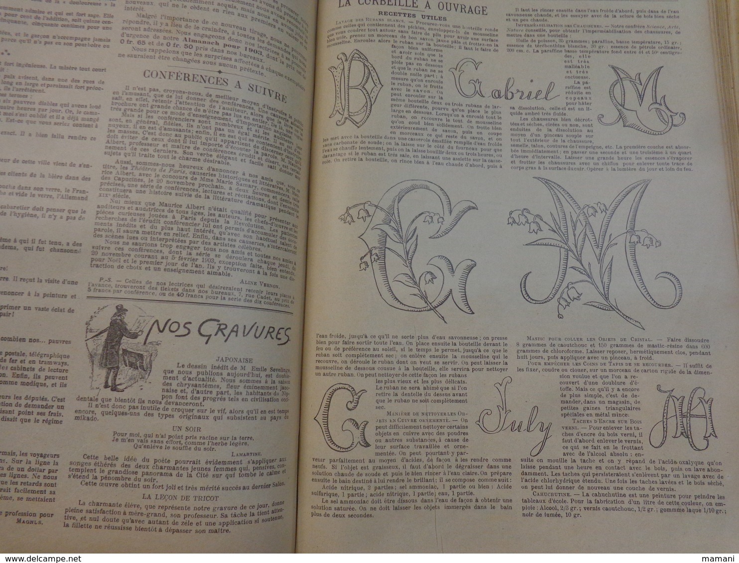 Reliure du journal "LA FAMILLE" pour l’année 1902 / Belles Gravures de Mode de Broderies et Illustrations