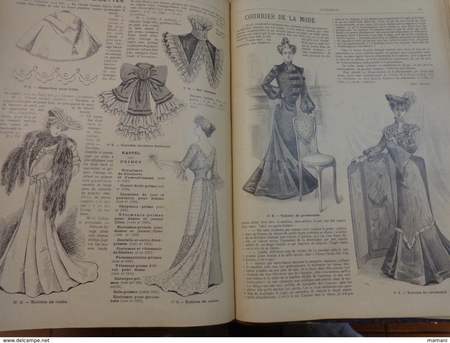 Reliure du journal "LA FAMILLE" pour l’année 1902 / Belles Gravures de Mode de Broderies et Illustrations