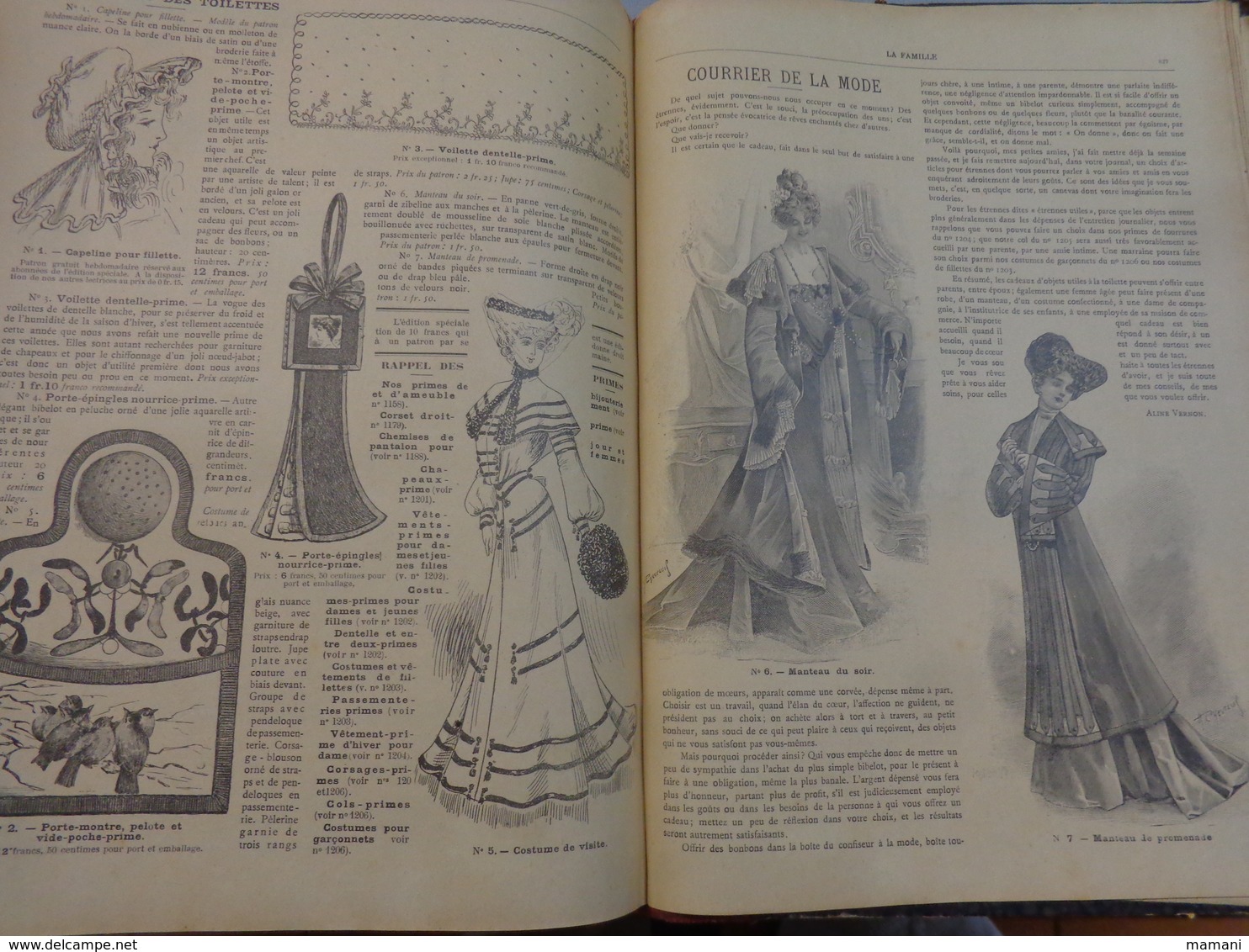Reliure du journal "LA FAMILLE" pour l’année 1902 / Belles Gravures de Mode de Broderies et Illustrations