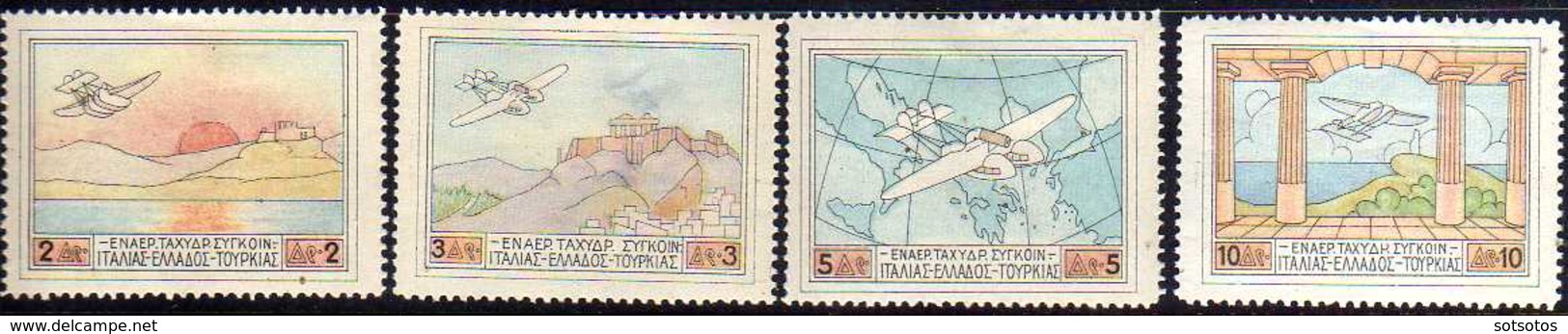 GREECE 1926, Patagonia Air Set MH Of 4 Values (Michel #300/3 - 130€ As Never Hinged) Very Nice And Fresh - Neufs