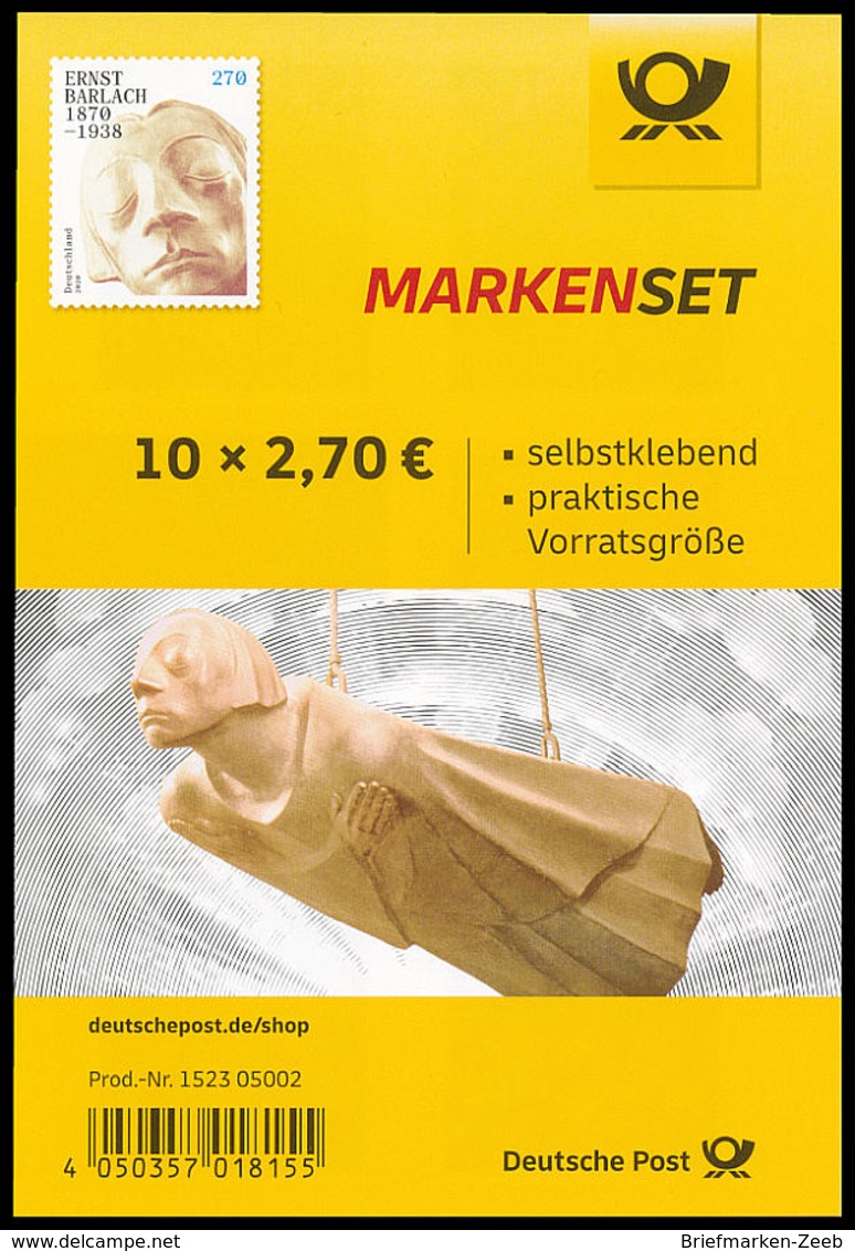 BRD MiNr. MH 117 (3521) ** Ernst Barlach, Marken-Set, Selbstklebend, Postfrisch - Autres & Non Classés