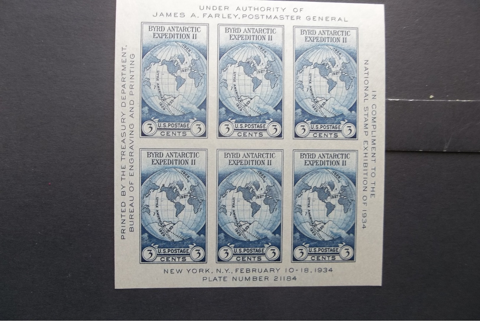 USA: 1934 S/S, Mint, No Gum (#UW10) - Unused Stamps