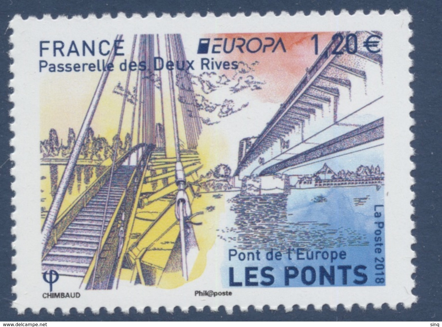 N° 5218 Europa Pont De L'Europe Faciale 1,20 € - Neufs